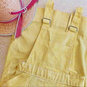Vtg 70s Striped Suspenders Overall Skirt S M
